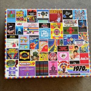 Retro 1970s Collage 1500 piece puzzle Mini Poster Included